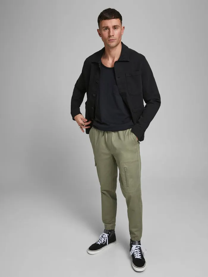 Trousers JACK and JONES Mens ACE HILL AKM CARGO TROUSERS Green Dusty Olive