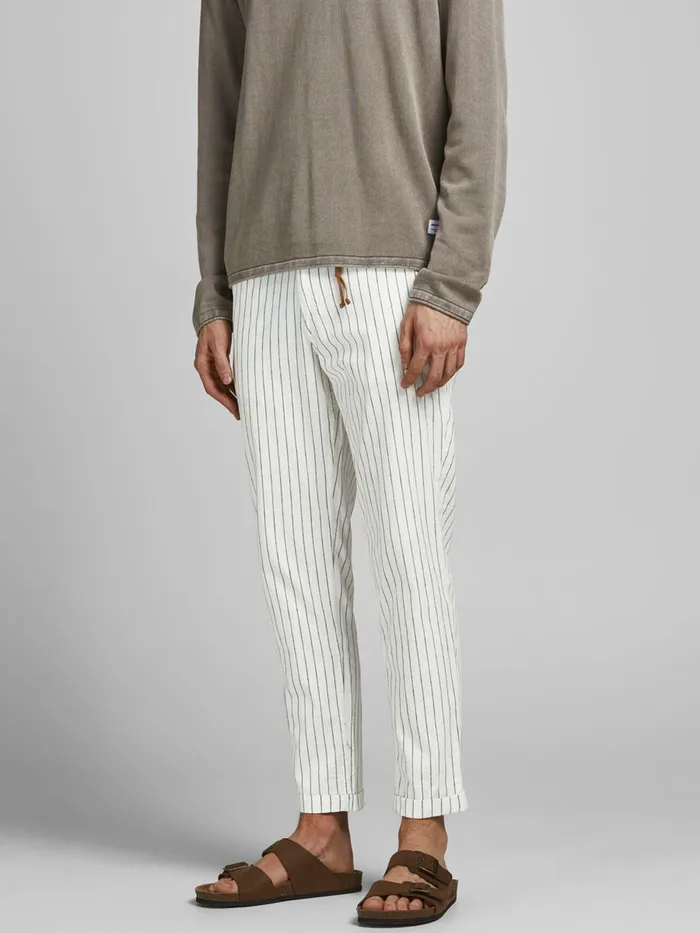 Trousers JACK and JONES Mens ACE LINEN AKM 2070 CHINOS White Ecru