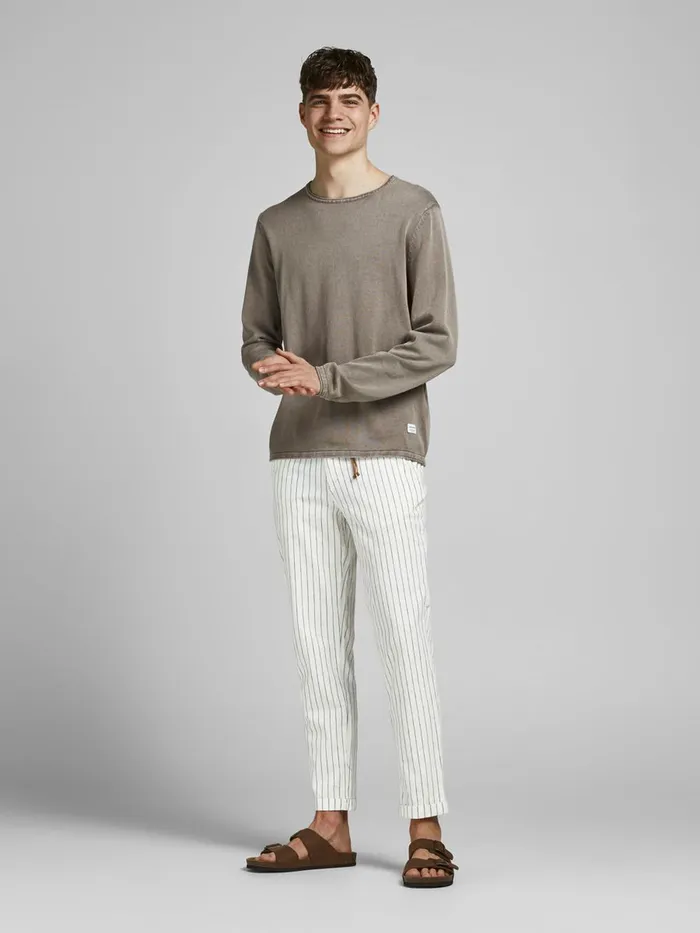 Trousers JACK and JONES Mens ACE LINEN AKM 2070 CHINOS White Ecru