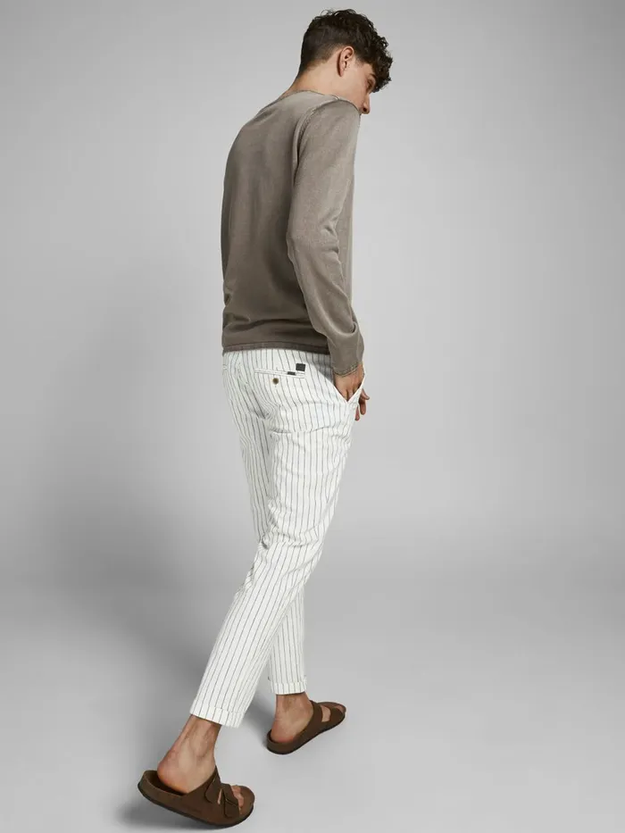 Trousers JACK and JONES Mens ACE LINEN AKM 2070 CHINOS White Ecru