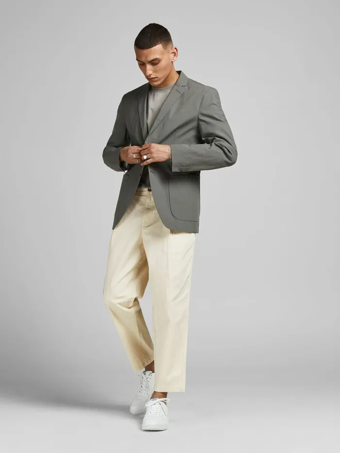 Trousers JACK and JONES Mens BILL RICO CROPPED TROUSERS White Ecru