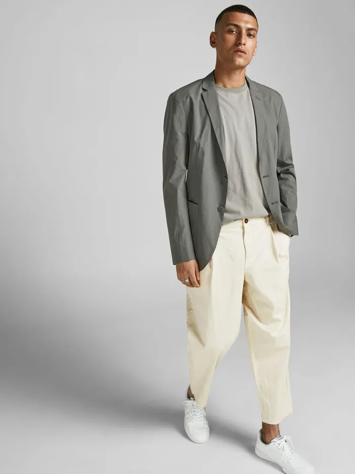 Trousers JACK and JONES Mens BILL RICO CROPPED TROUSERS White Ecru