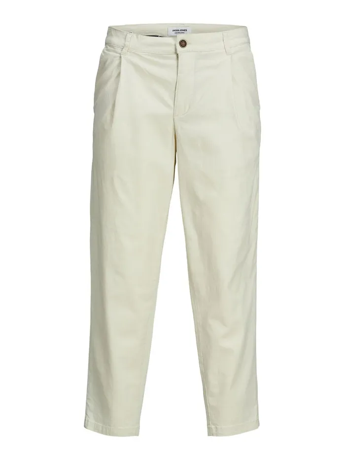 Trousers JACK and JONES Mens BILL RICO CROPPED TROUSERS White Ecru