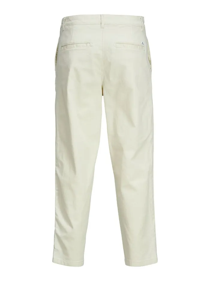 Trousers JACK and JONES Mens BILL RICO CROPPED TROUSERS White Ecru