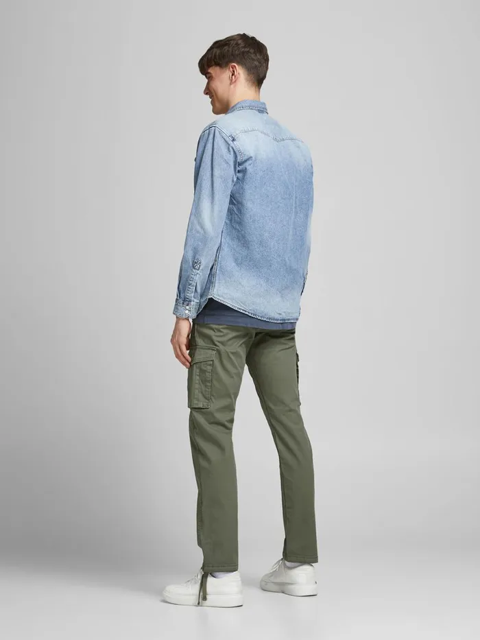 Trousers JACK and JONES Mens DRAKE ZACK CARGO TROUSERS Green Dusty Olive