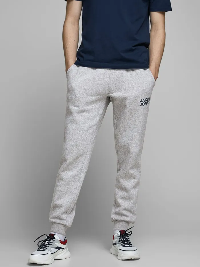 Trousers JACK and JONES Mens GORDON NEW SOFT SWEATPANTS Grey Light Grey Melange Casaul