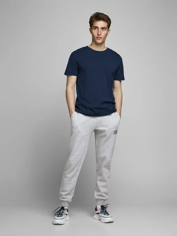 Trousers JACK and JONES Mens GORDON NEW SOFT SWEATPANTS Grey Light Grey Melange Casaul