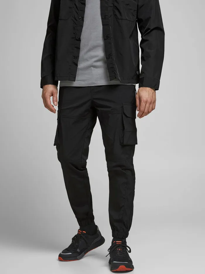 Trousers JACK and JONES Mens GORDON ROSS CARGO SWEATPANTS Black Black For Sale
