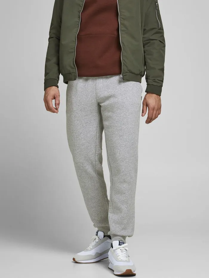 Trousers JACK and JONES Mens GORDON SOFT SWEATPANTS Grey Light Grey Melange For Sale