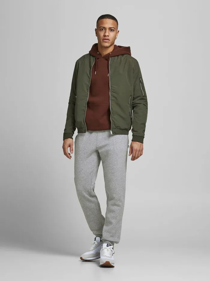 Trousers JACK and JONES Mens GORDON SOFT SWEATPANTS Grey Light Grey Melange For Sale