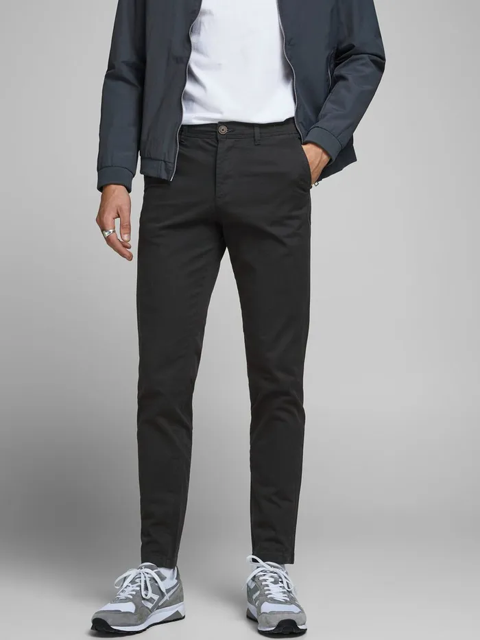 Trousers JACK and JONES Mens MARCO BOWIE SLIM FIT CHINOS Black Black