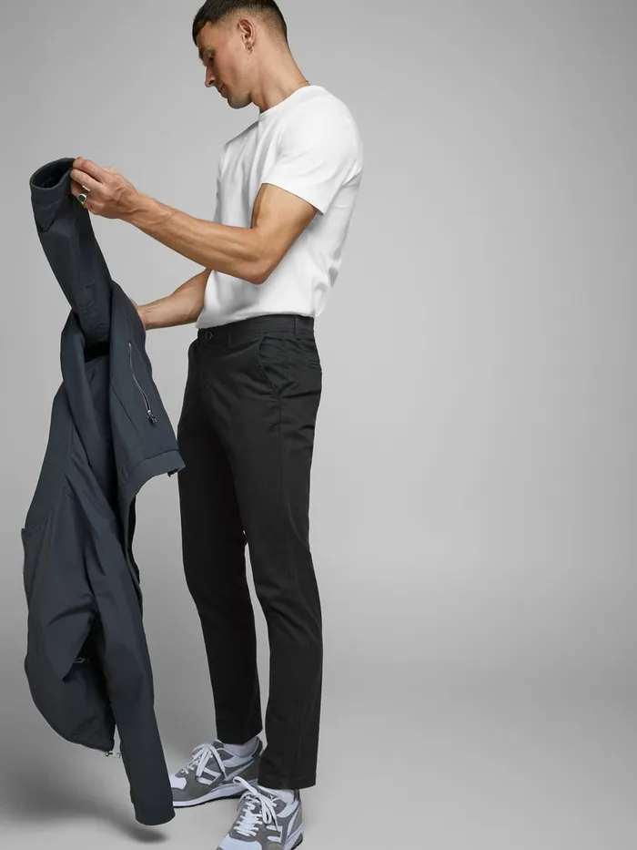 Trousers JACK and JONES Mens MARCO BOWIE SLIM FIT CHINOS Black Black