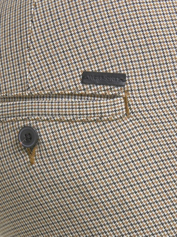 Trousers JACK and JONES Mens MARCO CONNOR HOUNDSTOOTH CHINOS Beige Beige