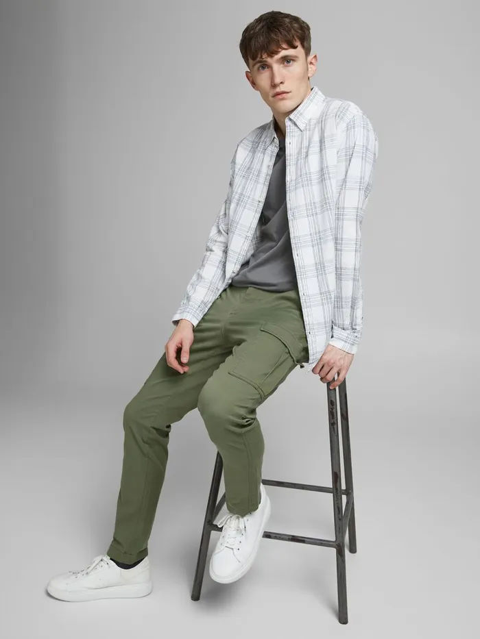 Trousers JACK and JONES Mens MARCO JOE AKM CARGO TROUSERS Green Dusty Olive