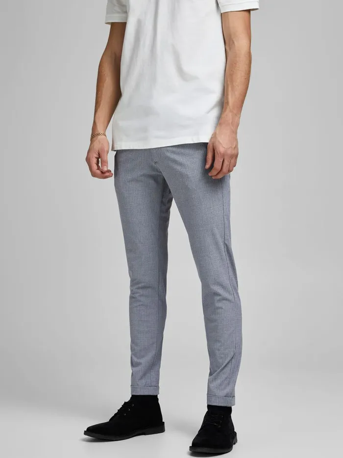 Trousers JACK and JONES Mens MARCO STUART AKM CHINOS Grey Blue Heaven