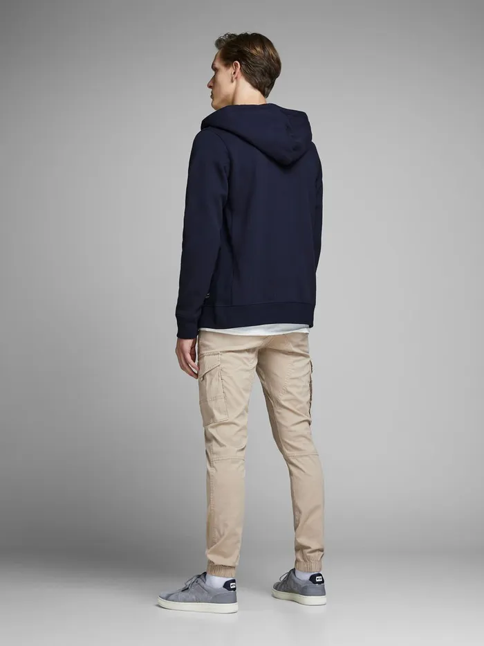 Trousers JACK and JONES Mens PAUL FLAKE AKM 542 CARGO TROUSERS Beige White Pepper