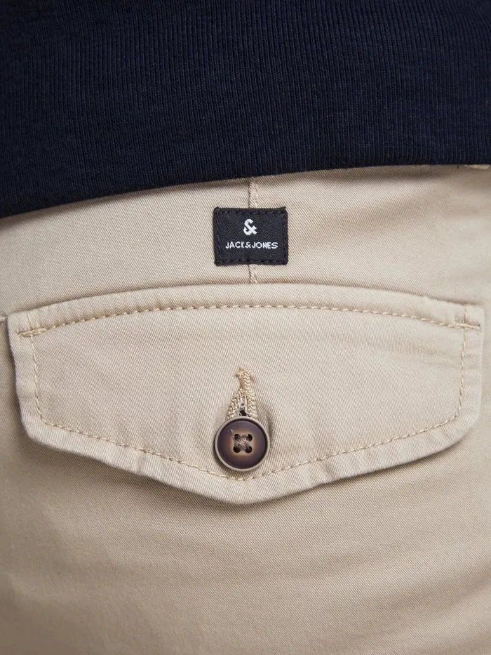 Trousers JACK and JONES Mens PAUL FLAKE AKM 542 CARGO TROUSERS Beige White Pepper