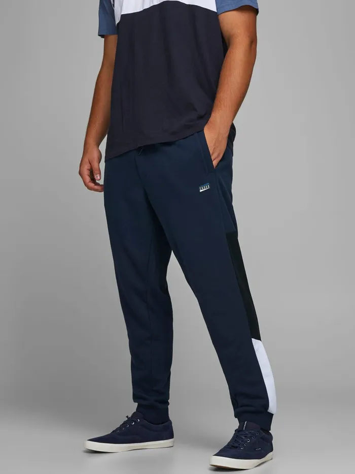 Trousers JACK and JONES Mens TAPERED FIT PLUS SIZE SWEAT PANTS Blue Navy Blazer Online