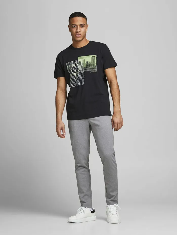 Trousers JACK and JONES Mens WILL PHIL SWEATPANTS Grey Light Grey Melange Gift Ideas
