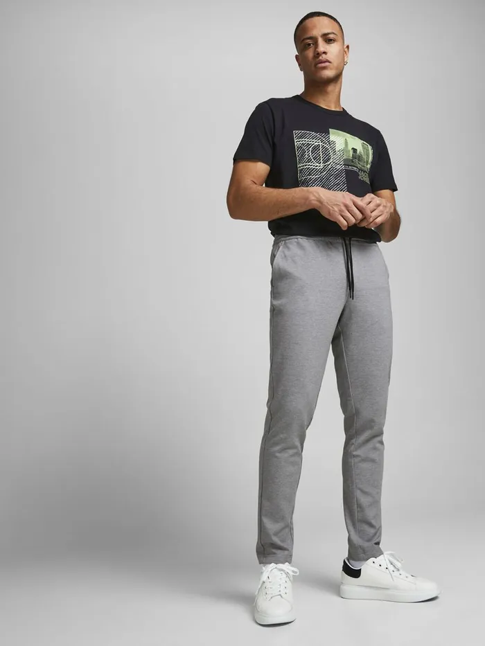 Trousers JACK and JONES Mens WILL PHIL SWEATPANTS Grey Light Grey Melange Gift Ideas