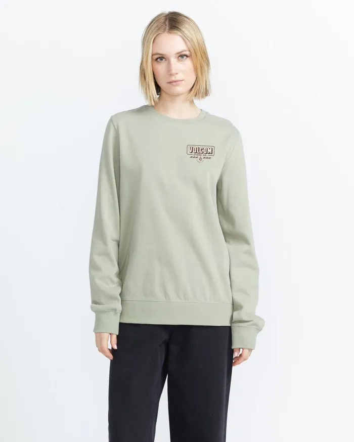 Truly Deal Crew Sweatshirt 8211 Sage Womens Volcom Hoodies and Sweatshirts