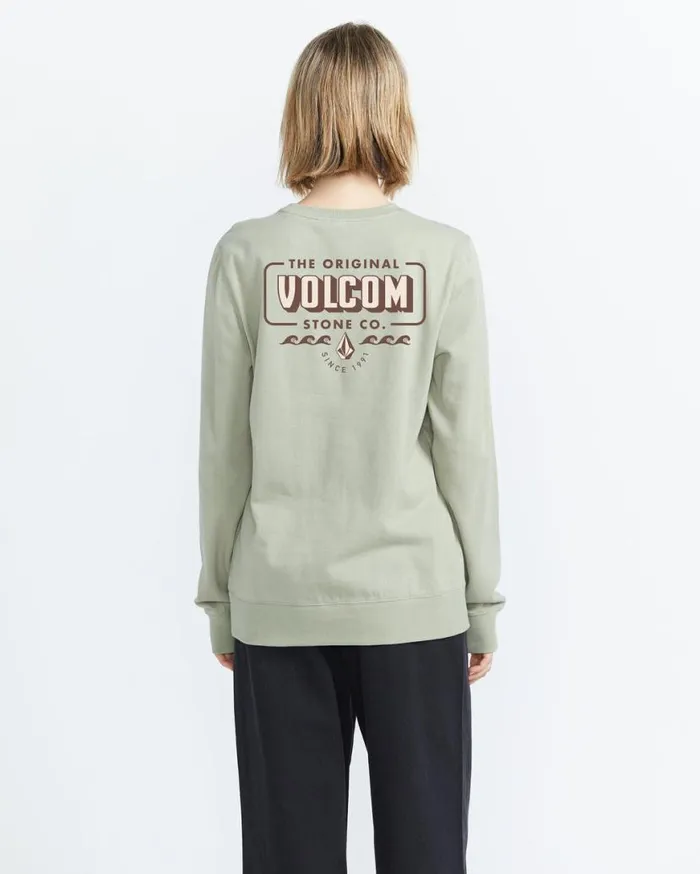 Truly Deal Crew Sweatshirt 8211 Sage Womens Volcom Hoodies and Sweatshirts