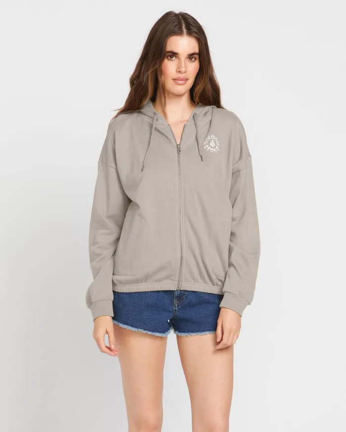 Truly Deal Zip Hoodie 8211 Concrete Womens Volcom Hoodies and Sweatshirts