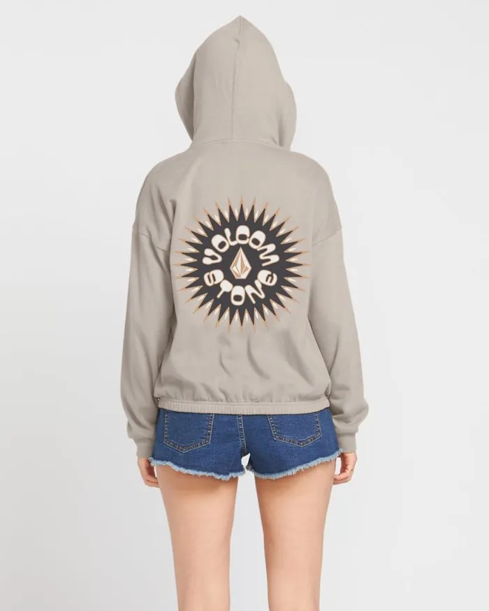 Truly Deal Zip Hoodie 8211 Concrete Womens Volcom Hoodies and Sweatshirts