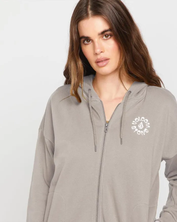 Truly Deal Zip Hoodie 8211 Concrete Womens Volcom Hoodies and Sweatshirts