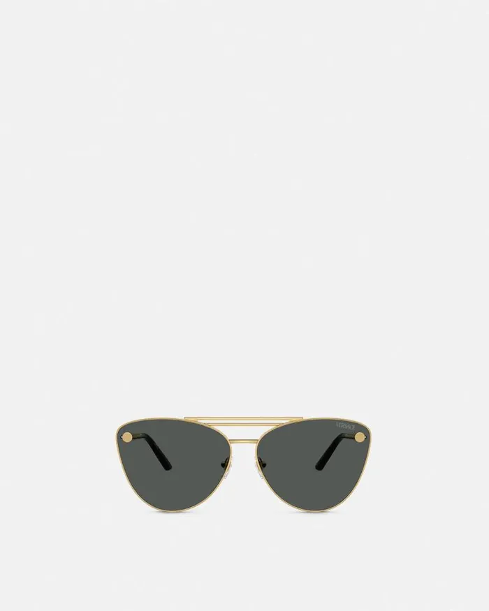 Tubular Greca CatEye Sunglasses Blackgold Women Versace Sunglasses