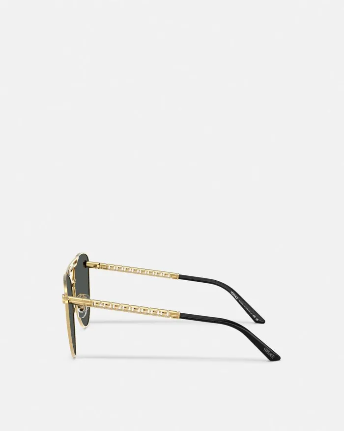 Tubular Greca CatEye Sunglasses Blackgold Women Versace Sunglasses