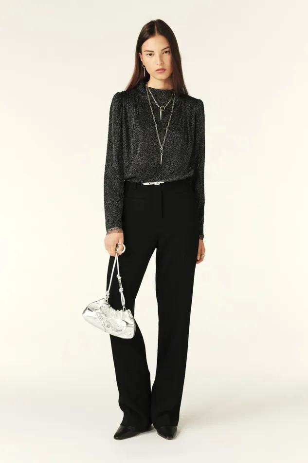 Tulle Top Raba Gray Women Baandsh Tops and Shirts