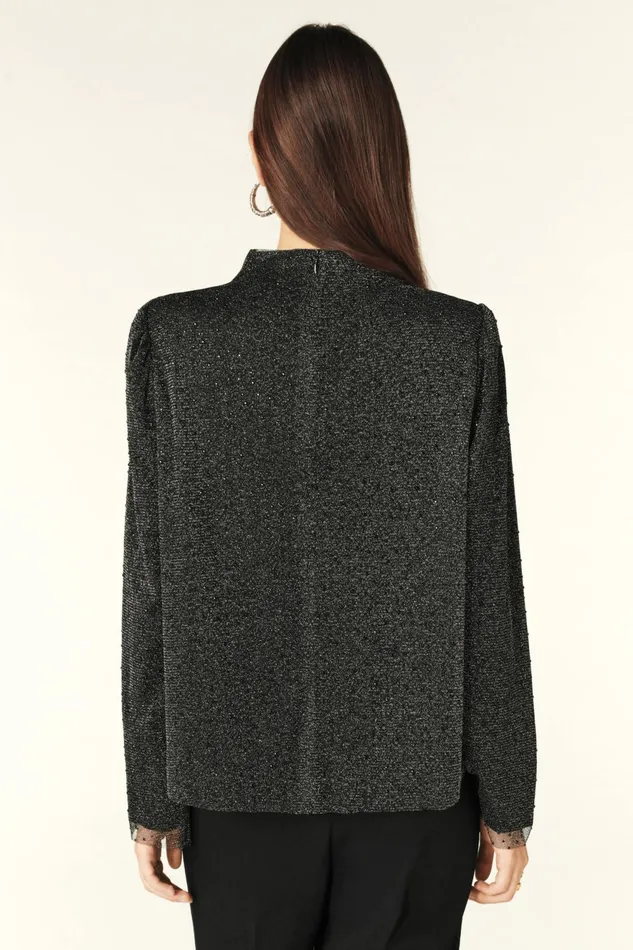 Tulle Top Raba Gray Women Baandsh Tops and Shirts