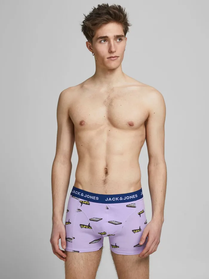 Underwear JACK and JONES Mens 3PACK PIZZA AND SUSHI TRUNKS Purple Navy Peony Gift for Friend Underwear JACK and JONES Mens 3PACK PIZZA AND SUSHI TRUNKS Purple Navy Peony Gift for Friend