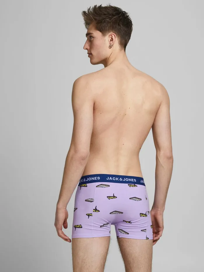 Underwear JACK and JONES Mens 3PACK PIZZA AND SUSHI TRUNKS Purple Navy Peony Gift for Friend