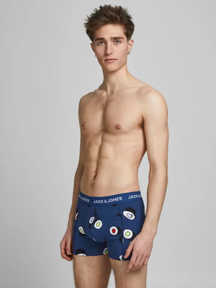 Underwear JACK and JONES Mens 3PACK PIZZA AND SUSHI TRUNKS Purple Navy Peony Gift for Friend