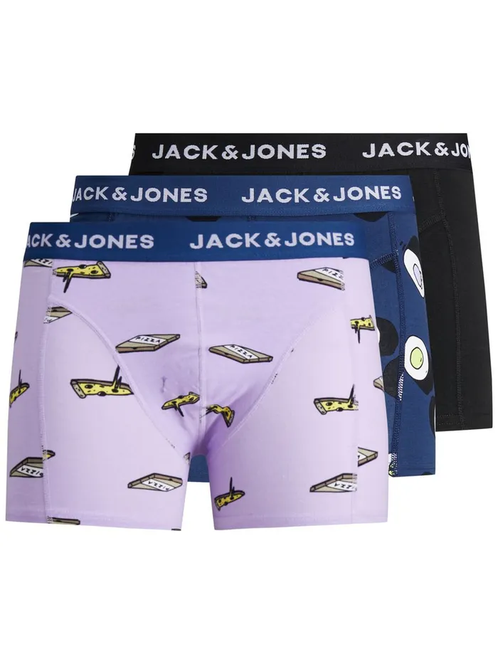 Underwear JACK and JONES Mens 3PACK PIZZA AND SUSHI TRUNKS Purple Navy Peony Gift for Friend