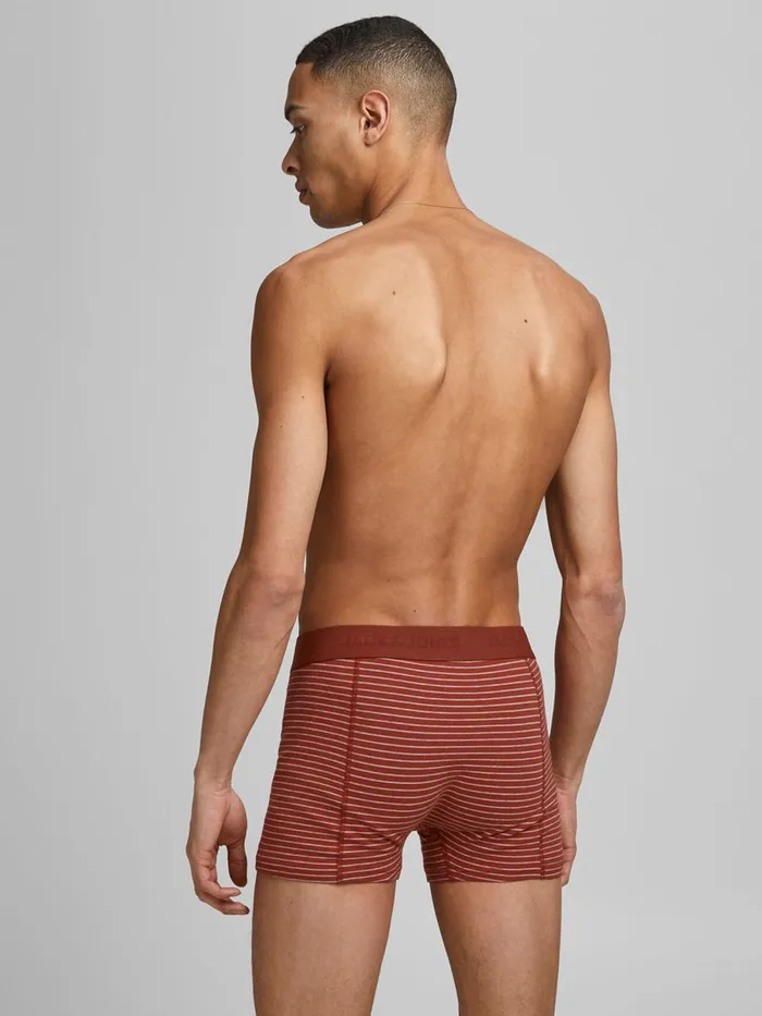 Underwear JACK and JONES Mens 3PACK STRIPED TRUNKS Red Total Eclipse On Sale