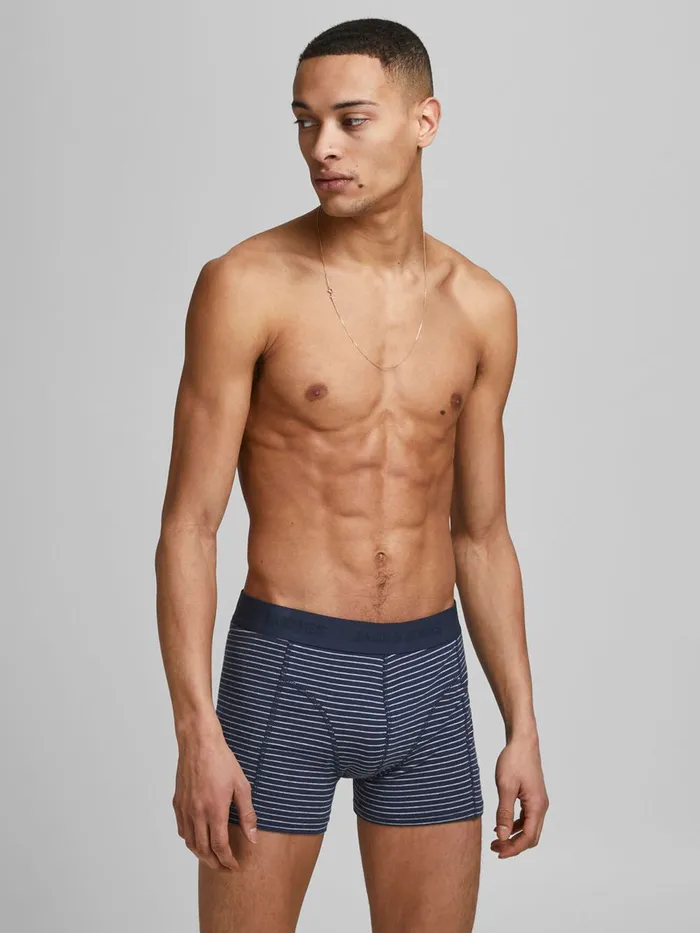 Underwear JACK and JONES Mens 3PACK STRIPED TRUNKS Red Total Eclipse On Sale