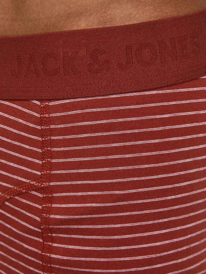 Underwear JACK and JONES Mens 3PACK STRIPED TRUNKS Red Total Eclipse On Sale