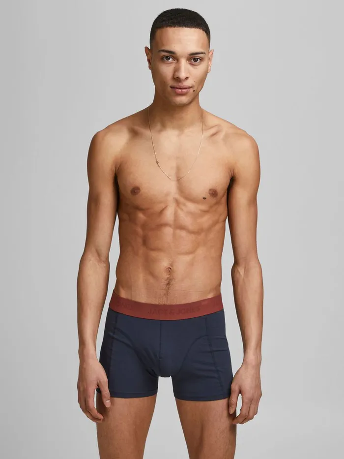 Underwear JACK and JONES Mens 3PACK STRIPED TRUNKS Red Total Eclipse On Sale