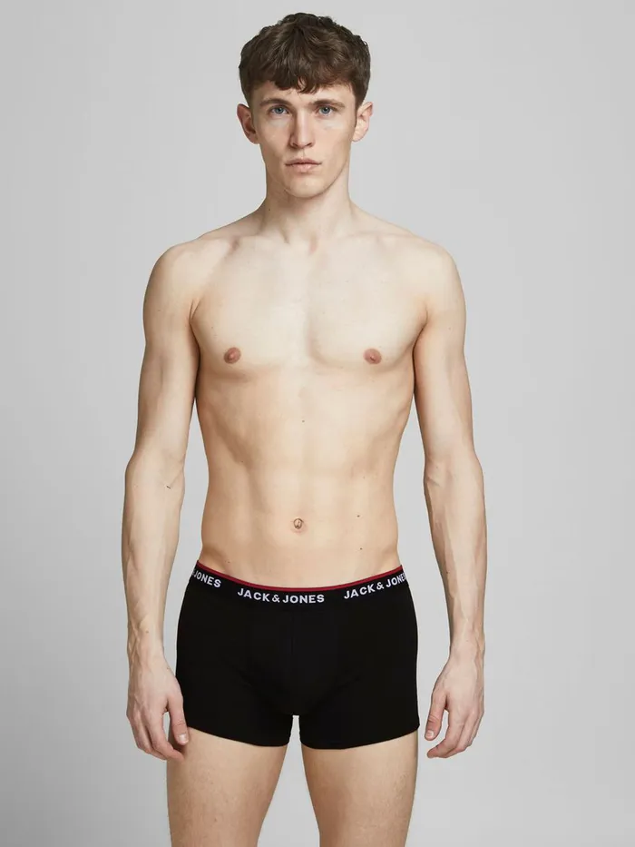 Underwear JACK and JONES Mens 5PACK TRUNKS Black Black Cheap On Sale