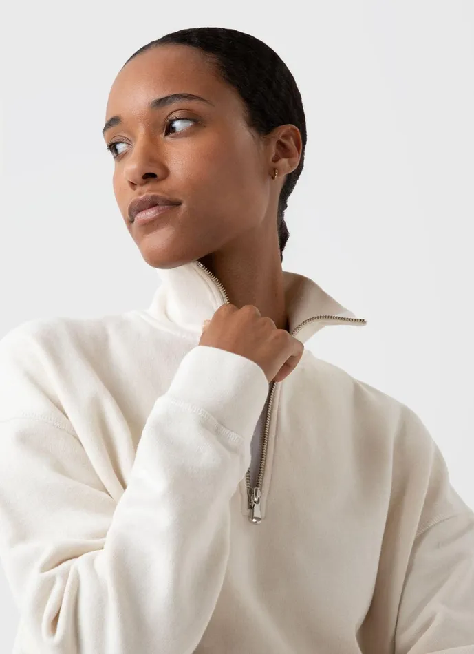 Undyed Half Zip Loopback Sweatshirt Undyed Women SUNSPEL Sweatshirts and Sweatpants