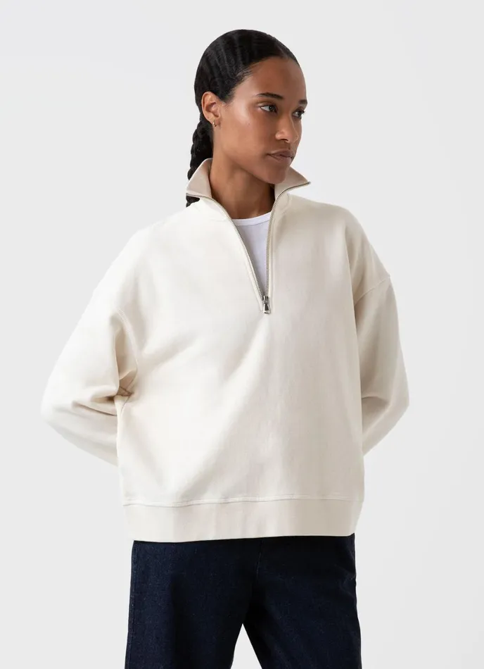 Undyed Half Zip Loopback Sweatshirt Undyed Women SUNSPEL Sweatshirts and Sweatpants