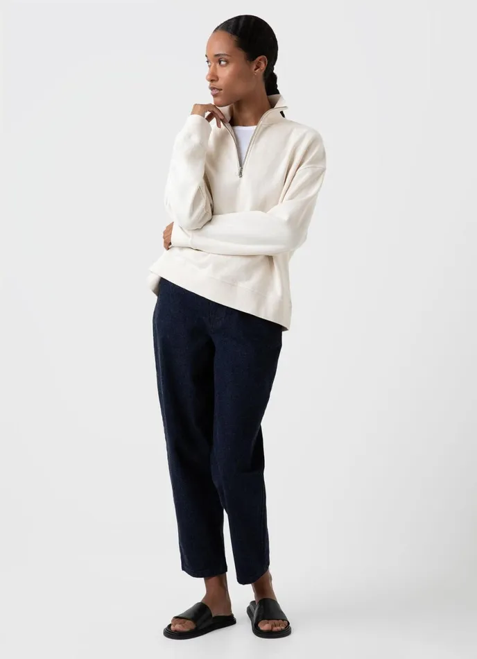 Undyed Half Zip Loopback Sweatshirt Undyed Women SUNSPEL Sweatshirts and Sweatpants
