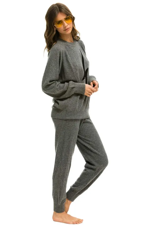 Unisex Bolt Cashmere Light Sweater 8211 Deep Heather Black Bolt Men Aviator Nation Sweatshirts