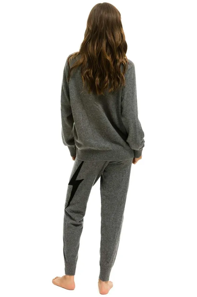 Unisex Bolt Cashmere Light Sweater 8211 Deep Heather Black Bolt Men Aviator Nation Sweatshirts