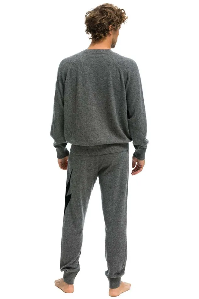 Unisex Bolt Cashmere Light Sweater 8211 Deep Heather Black Bolt Men Aviator Nation Sweatshirts