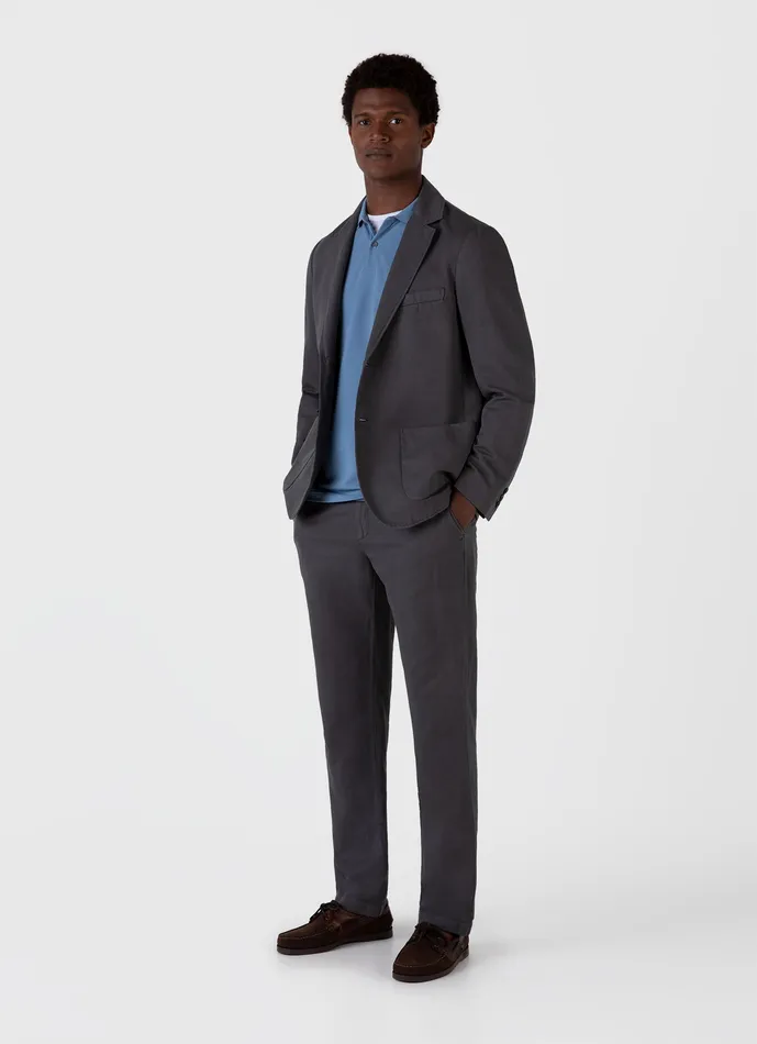 ussunspel Jackets and Coats Men Cotton Linen Unstructured Blazer Charcoal