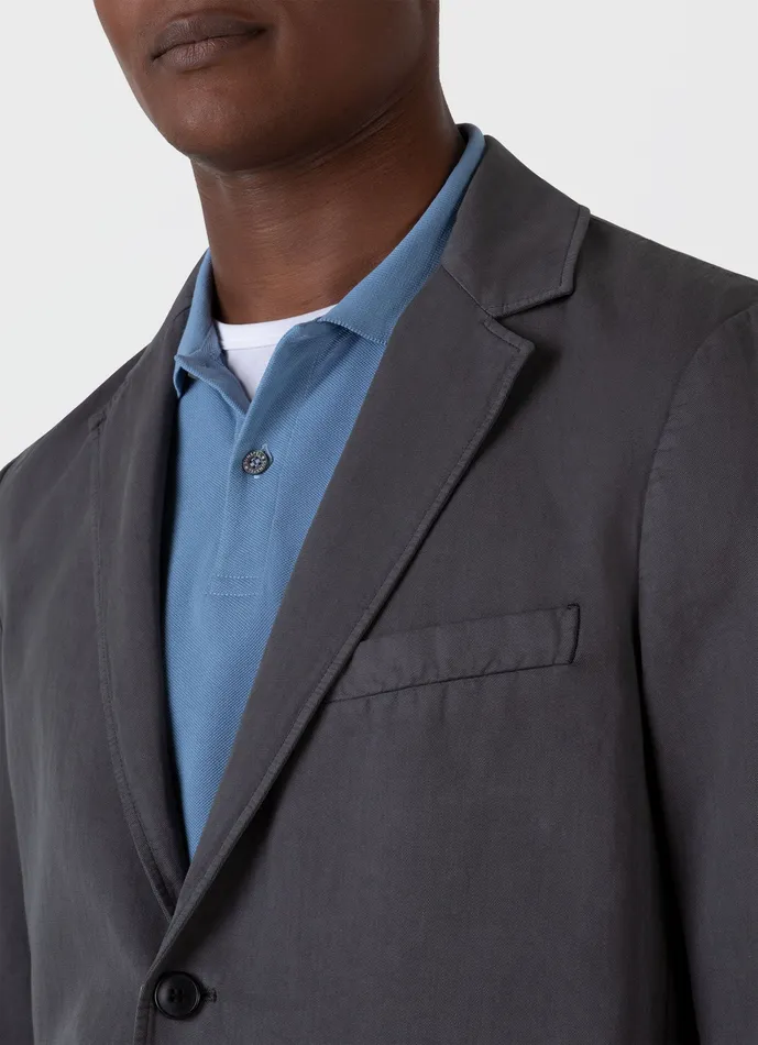 ussunspel Jackets and Coats Men Cotton Linen Unstructured Blazer Charcoal
